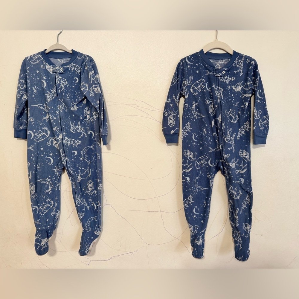 Twins Set Burt's Bees Navy Celestial Kids One Piece Pajamas (2t)